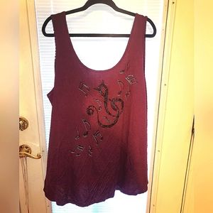 Maroon, music note tank top from Hot Topic